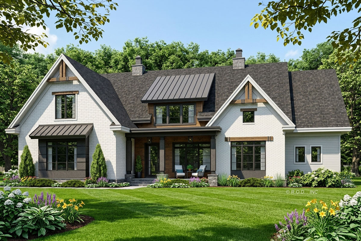 Lafayette modern farmhouse front exterior rendering