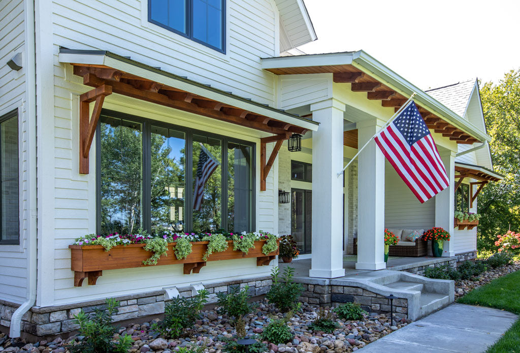 Foxtail Farm modern farmhouse front exterior detail rendering