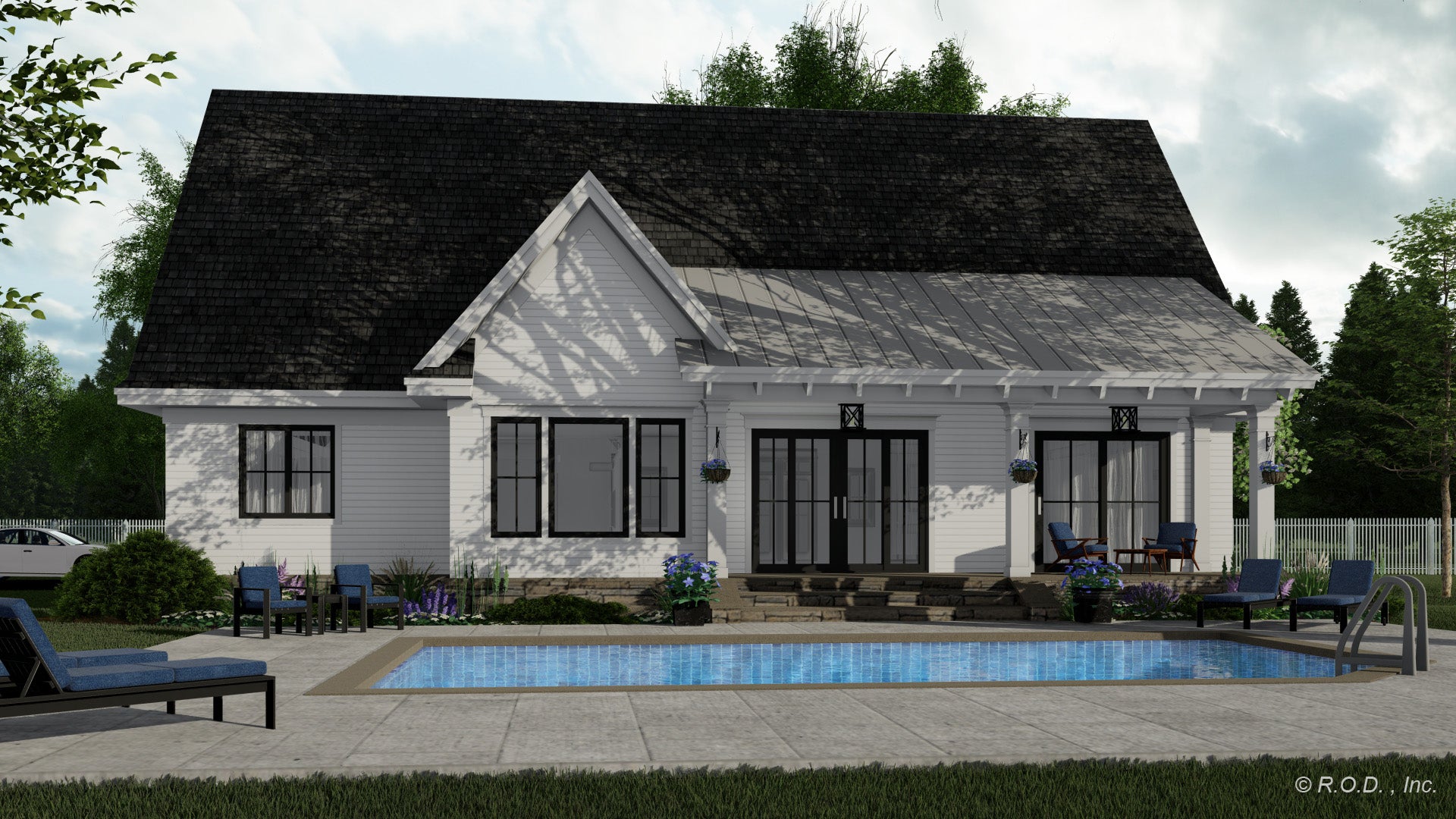 Ivory Farm modern farmhouse rear exterior rendering