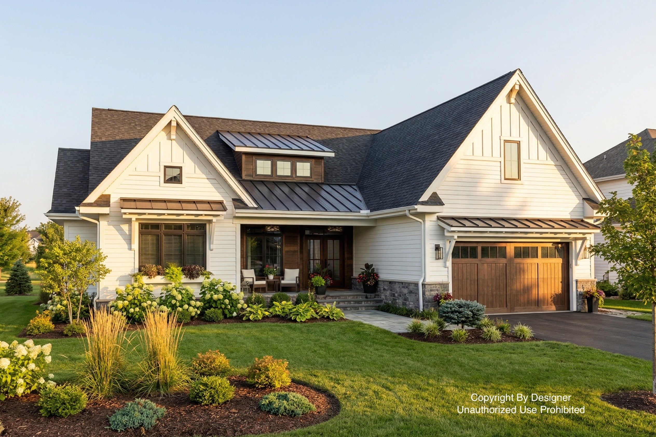 Langford modern farmhouse front exterior rendering