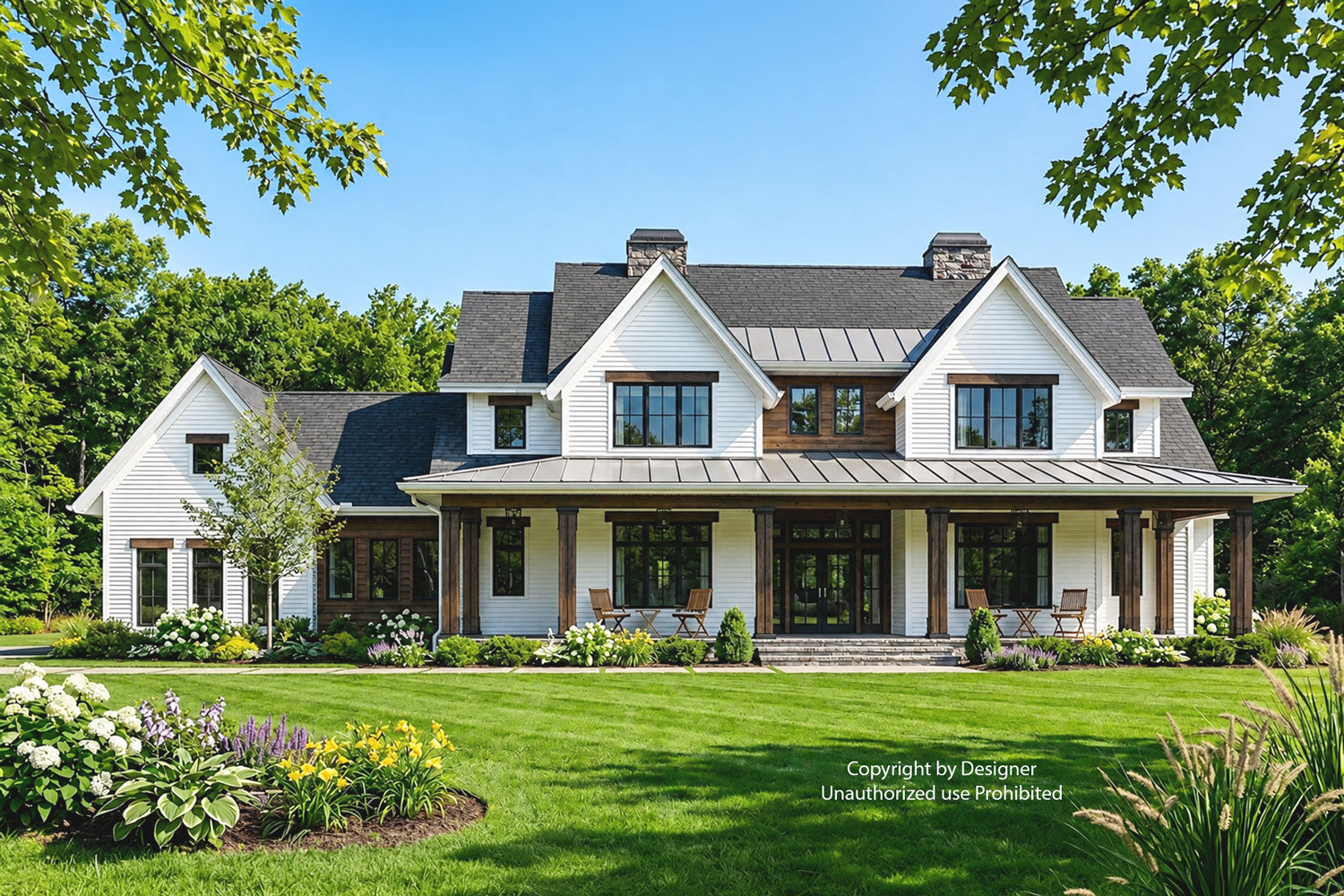 Waterstone modern farmhouse front exterior rendering